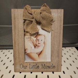 Rustic Brown Photo Frame with Burlap Bow